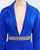 Ieena Duggal - 26071I Long Sleeve Deep V-neck Jumpsuit In Blue