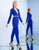 Ieena Duggal - 26071I Long Sleeve Deep V-neck Jumpsuit In Blue