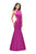 La Femme - 26076 Halter Neck Satin Trumpet Dress In Pink