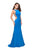 La Femme - 26076 Halter Neck Satin Trumpet Dress In Blue