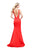 La Femme - 26076 Halter Neck Satin Trumpet Dress In Orange