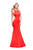 La Femme - 26076 Halter Neck Satin Trumpet Dress In Orange