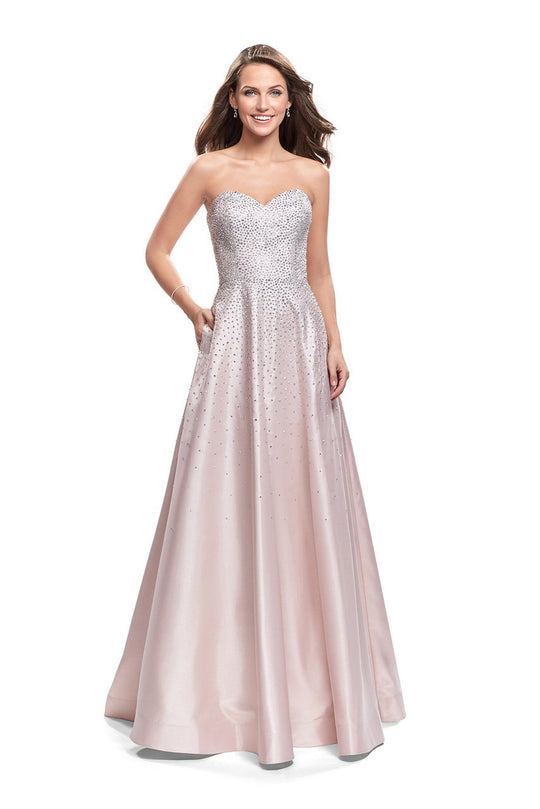 La Femme - 26080 Embellished Strapless Mikado A-line Gown In Pink
