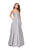 La Femme - 26080 Embellished Strapless Mikado A-line Gown In Silver