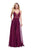La Femme - 26082 Embellished Lace V-neck Chiffon A-line Gown In Red