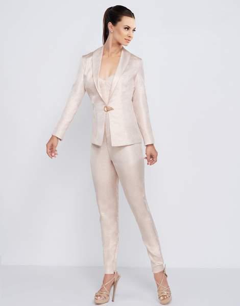 Ieena Duggal - 26085I Strapless Sweetheart Jumpsuit With Jacket In Pink