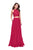 La Femme - 26087 Beaded Lace Two Piece Chiffon A-line Dress In Pink