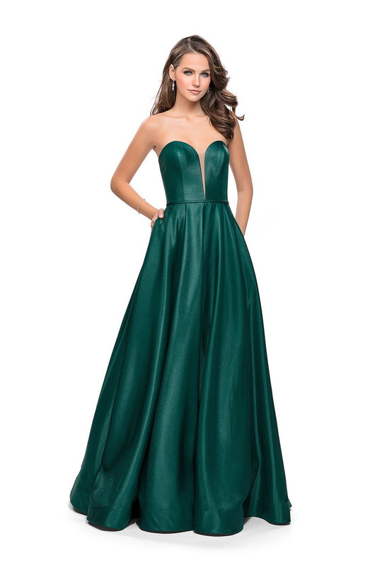 La Femme - 26088 Deep Sweetheart Mikado A-line Gown In Green