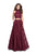 La Femme - 26103 Two Piece Lace High Halter A-line Dress In Red