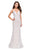 La Femme - 26106 Scalloped Deep V-neck Trumpet Dress in White