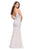 La Femme - 26106 Scalloped Deep V-neck Trumpet Dress in White