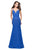 La Femme - 26106 Scalloped Deep V-neck Trumpet Dress in Blue