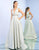 Ieena Duggal - 26107I Geo-Lattice Texture Plunging A-Line Gown In Blue and Green