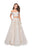 La Femme - 26110 Off-Shoulder Lace Embellished Ballgown In White