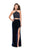 La Femme - 26115 Two Piece Halter Lace Velvet Evening Dress In Blue