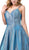 Dancing Queen - 2611 Sweetheart Lace Up Back Metallic Jersey Gown In Blue