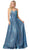 Dancing Queen - 2611 Sweetheart Lace Up Back Metallic Jersey Gown In Blue