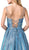 Dancing Queen - 2611 Sweetheart Lace Up Back Metallic Jersey Gown In Blue