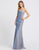 Ieena Duggal - 26136I Cowl Fitted Sheath Evening Gown In Blue