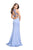 La Femme Gigi - 26129 Beaded High Neck Fitted Jersey Gown In Blue