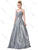 Dancing Queen - 2613 Pleated Bodice Metallic A-Line Gown In Silver