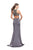 La Femme Gigi - 26130 Halter Beaded Side Cutout Sheath Jersey Dress In Gray