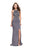 La Femme Gigi - 26130 Halter Beaded Side Cutout Sheath Jersey Dress In Gray