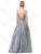 Dancing Queen - 2613 Pleated Bodice Metallic A-Line Gown In Silver