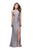 La Femme - 26141 High Halter Draped Jersey Sheath Gown In Silver