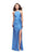 La Femme - 26141 High Halter Draped Jersey Sheath Gown In Blue