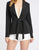 Ieena Duggal - 26142I Deep V-neck Romper With Blazer In Black and White