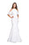 La Femme - 26145 Lace Trimmed High Halter Satin Mermaid Gown In White