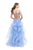 La Femme - 26148 Beaded Lace Deep V-neck Tulle A-line Gown In Blue