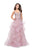 La Femme - 26148 Beaded Lace Deep V-neck Tulle A-line Gown In Pink