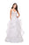 La Femme - 26148 Beaded Lace Deep V-neck Tulle A-line Gown In White