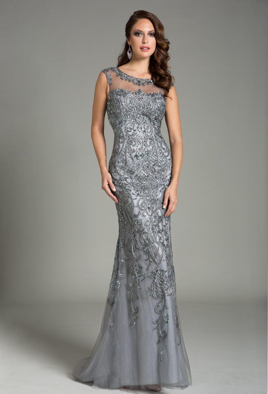 Feriani Couture - Embellished Sleeveless Evening Gown 26154 in Silver