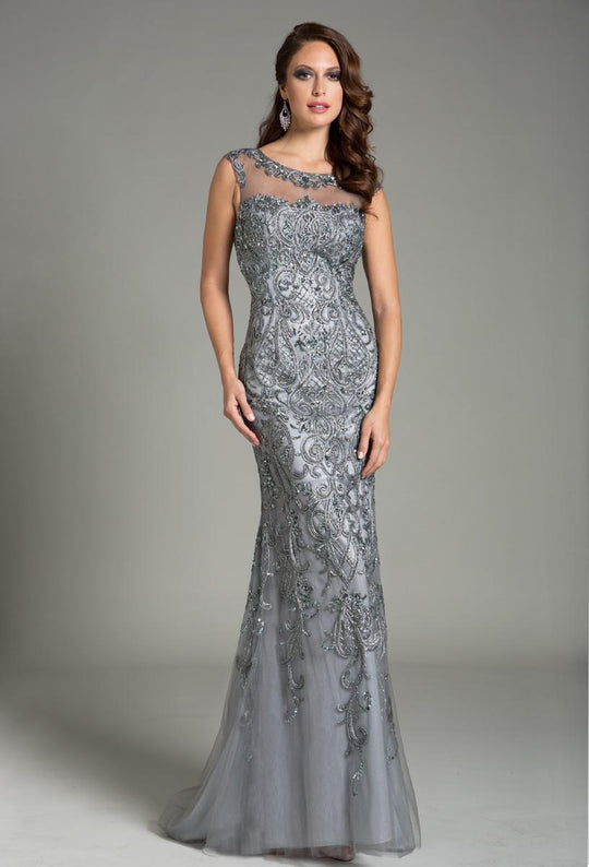 Feriani Couture - 26154 Embellished Sleeveless Evening Gown In Silver
