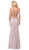 Dancing Queen - 2615 Beaded Illusion Jewel Sheath Gown In Pink