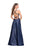 La Femme - 26162 Beaded Halter Mikado A-line Dress In Blue