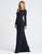 Ieena Duggal - 26169I Long Sleeve Bateau Sheath Dress In Blue