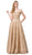 Dancing Queen - 2617 Embellished Off-Shoulder A-line Dress In Gold