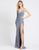 Ieena Duggal - 26174I Ruched V-neck Sheath Dress With Slit And Train In Blue