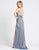 Ieena Duggal - 26174I Ruched V-neck Sheath Dress With Slit And Train In Blue