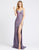 Ieena Duggal - 26174I Ruched V-neck Sheath Dress With Slit And Train In Purple
