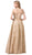 Dancing Queen - 2617 Embellished Off-Shoulder A-line Dress In Gold