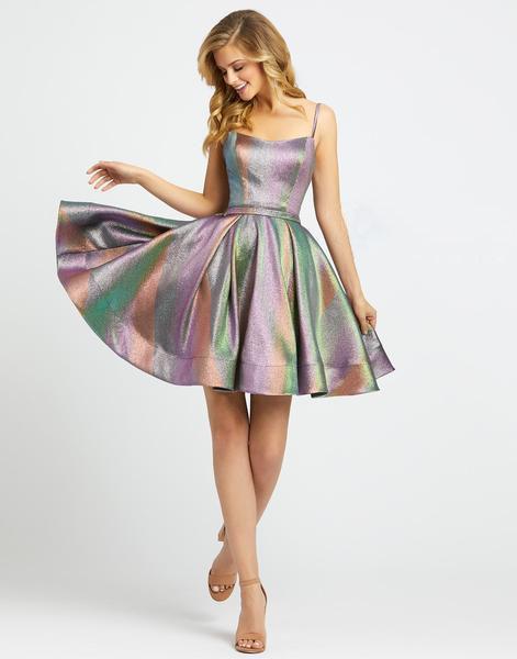 Ieena Duggal - 26183I Sleeveless Scoop Neck Pleated A-line Dress In Multi-Color