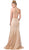 Dancing Queen - 2618 Embellished Mesh Sexy Back Long Slit Gown In Gold