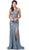 Dancing Queen - 2618 Embellished Mesh Sexy Back Long Slit Gown In Gray