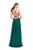 La Femme - 26190 Plunging V-neck Chiffon A-line Dress In Green