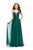 La Femme - 26190 Plunging V-neck Chiffon A-line Dress In Green